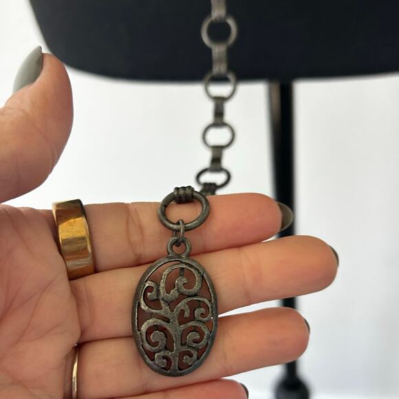 Chico’s Vintage Concho Gunmetal Filigree Chain Belt Adjustable Boho Gothic XL main image 6